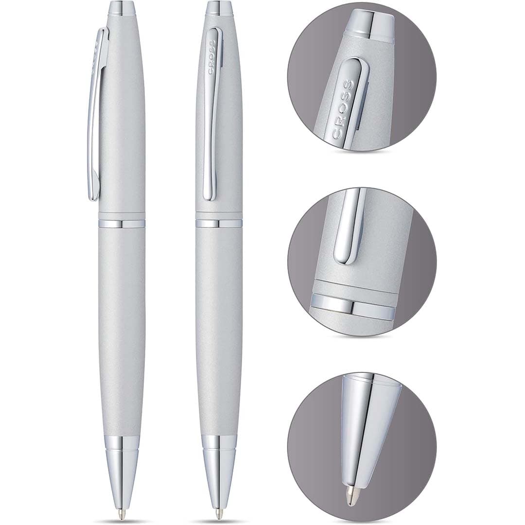 Cross Calais™ Satin Chrome with Polished Chrome Appointments Ballpoint Pen (Blue Ink) detail 3