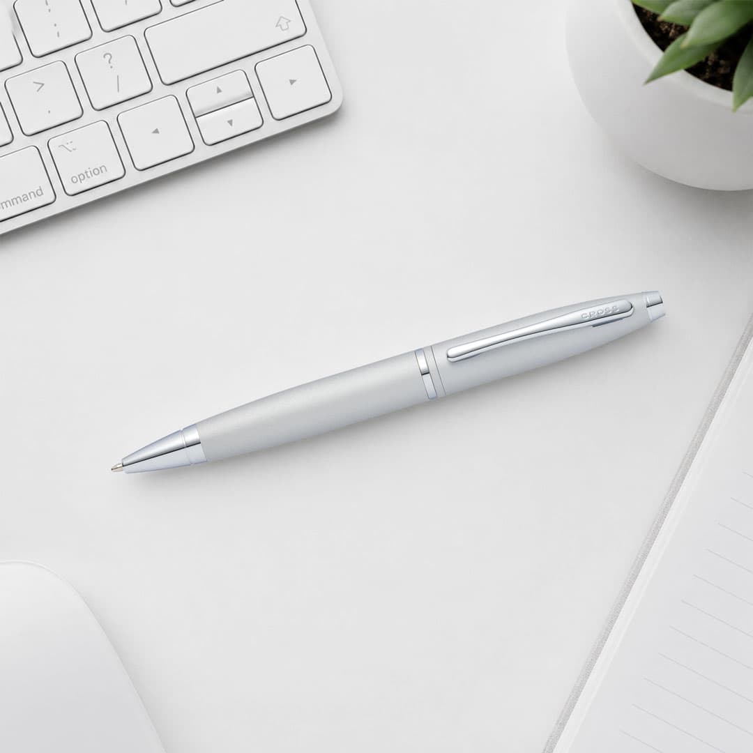 Cross Calais™ Satin Chrome with Polished Chrome Appointments Ballpoint Pen (Blue Ink) detail 5