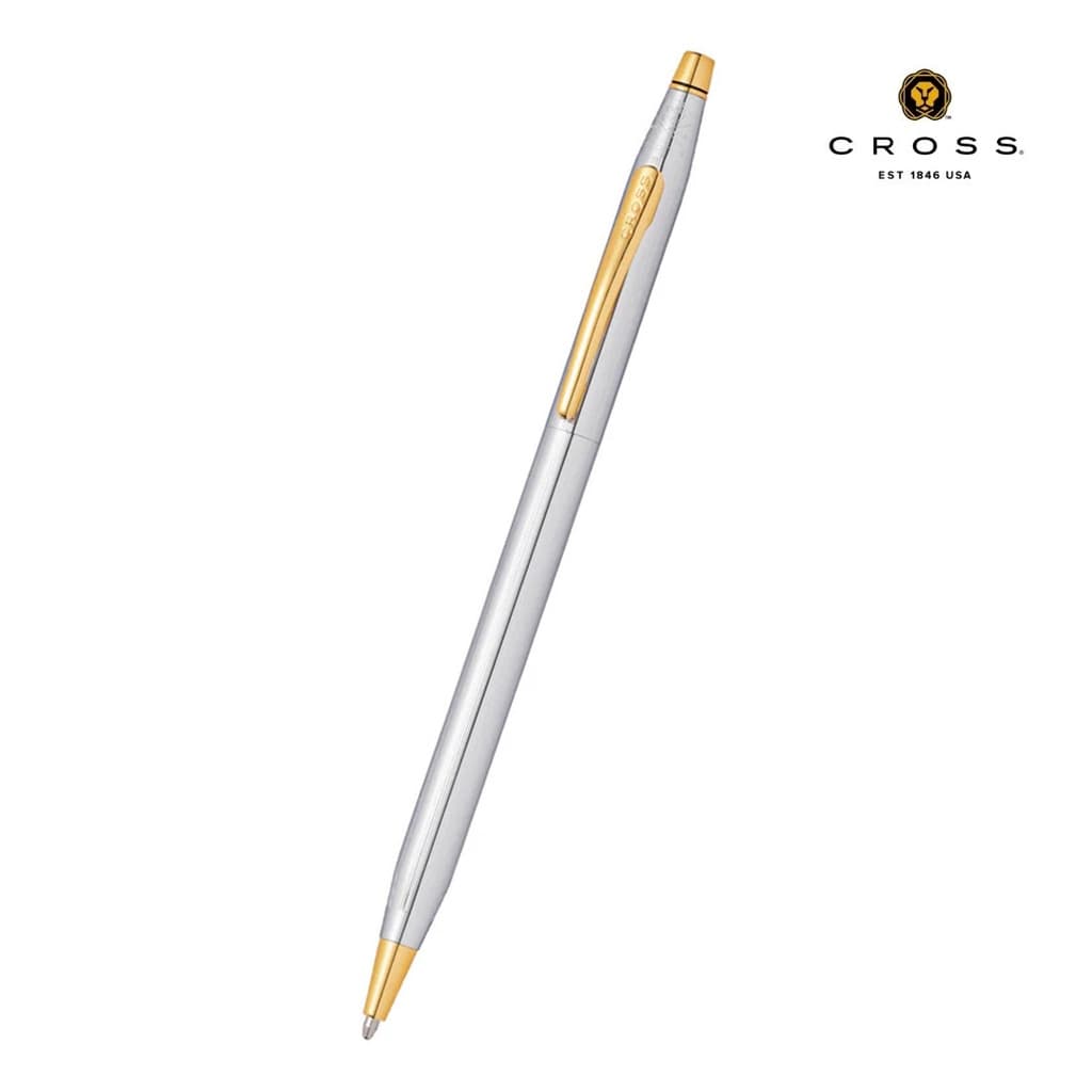 Cross Classic Century® Medalist® Chrome with 23KT Gold Plated Appointments Ballpoint Pen (Blue Ink)