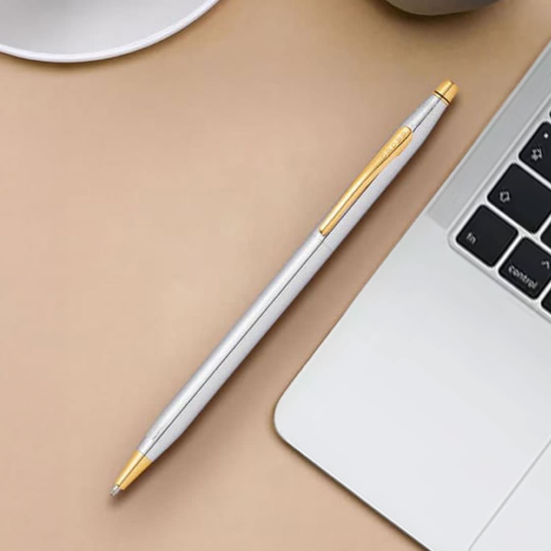 Cross Classic Century® Medalist® Chrome with 23KT Gold Plated Appointments Ballpoint Pen (Blue Ink) detail 7