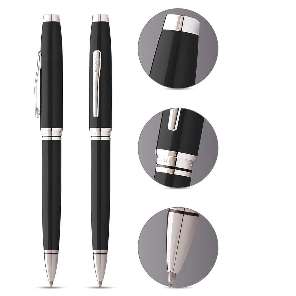 Cross Coventry Black Lacquer with Polished Chrome Appointments Ballpoint Pen (Blue Ink) detail 4