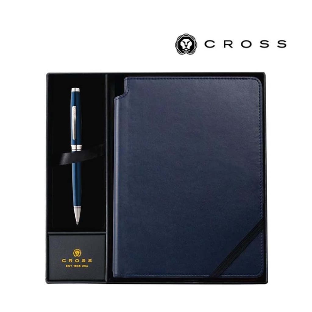 Cross Coventry Blue Lacquer Ballpoint Pen with Classic Blue Journal Gift Set