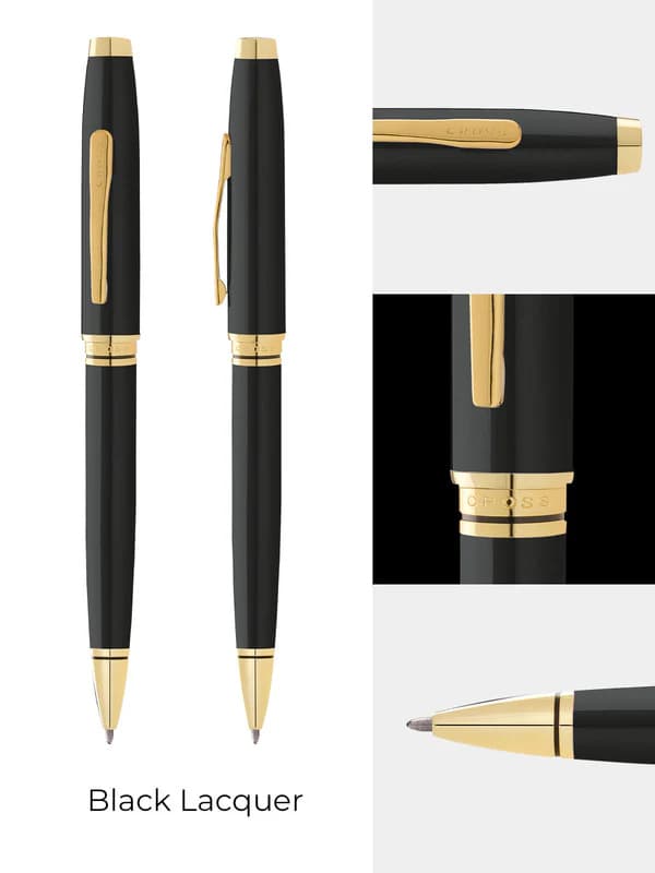 Cross Coventry Classic Black Lacquer with Gold Tone Appointments Ballpoint Pen (Blue Ink) detail 2