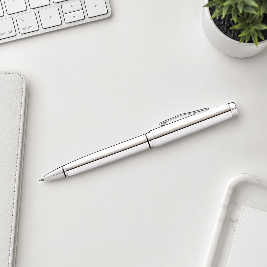 Cross Coventry Polished Chrome Ballpoint Pen (Blue Ink) detail 4
