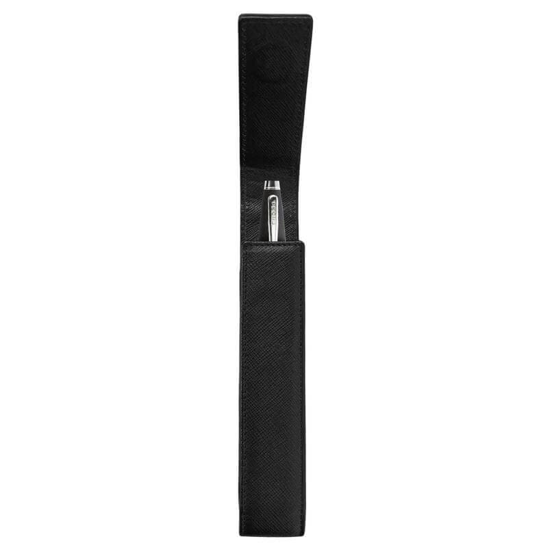 CROSS Leather Single Pen Case with Flap - Black detail 4