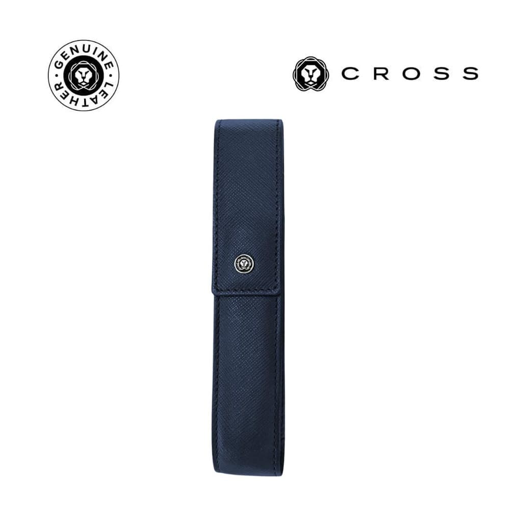 CROSS Leather Single Pen Case with Flap - Navy Blue corporate gift