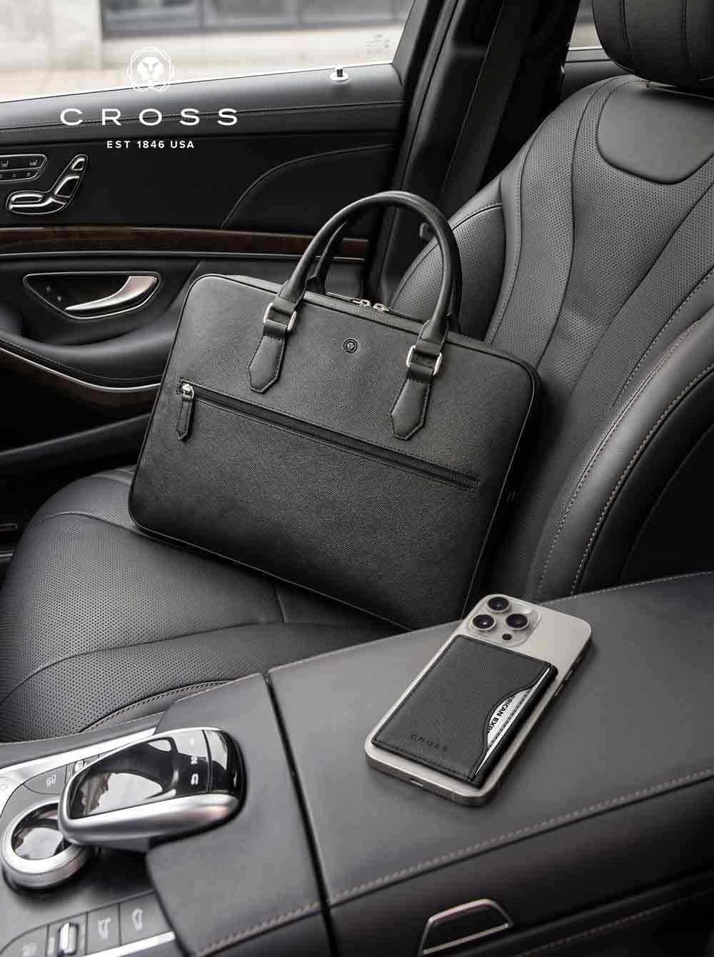 Cross Luxury Leather Briefcase - Black detail 7
