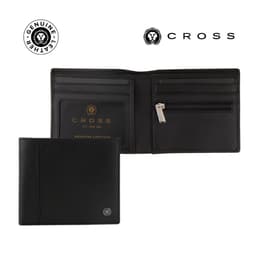 CROSS Pebble Leather 6CC Classic Fold Wallet with 6CC Cardholder Black