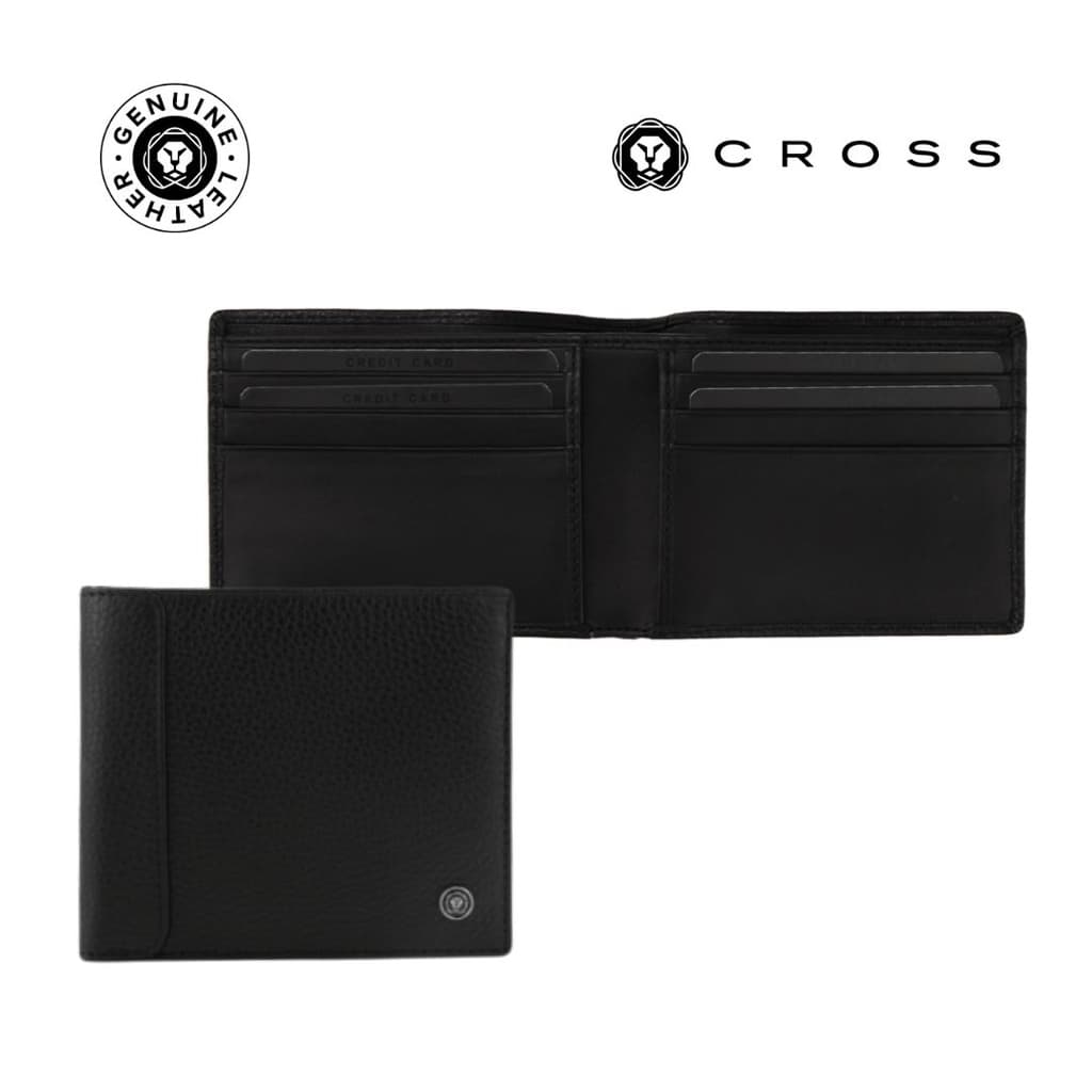 CROSS Pebble Leather 8CC Classic Fold Wallet - Black corporate gift
