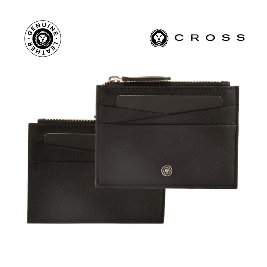 CROSS Pebble Leather Ladies' 6CC Zip Card Holder - Black corporate gift