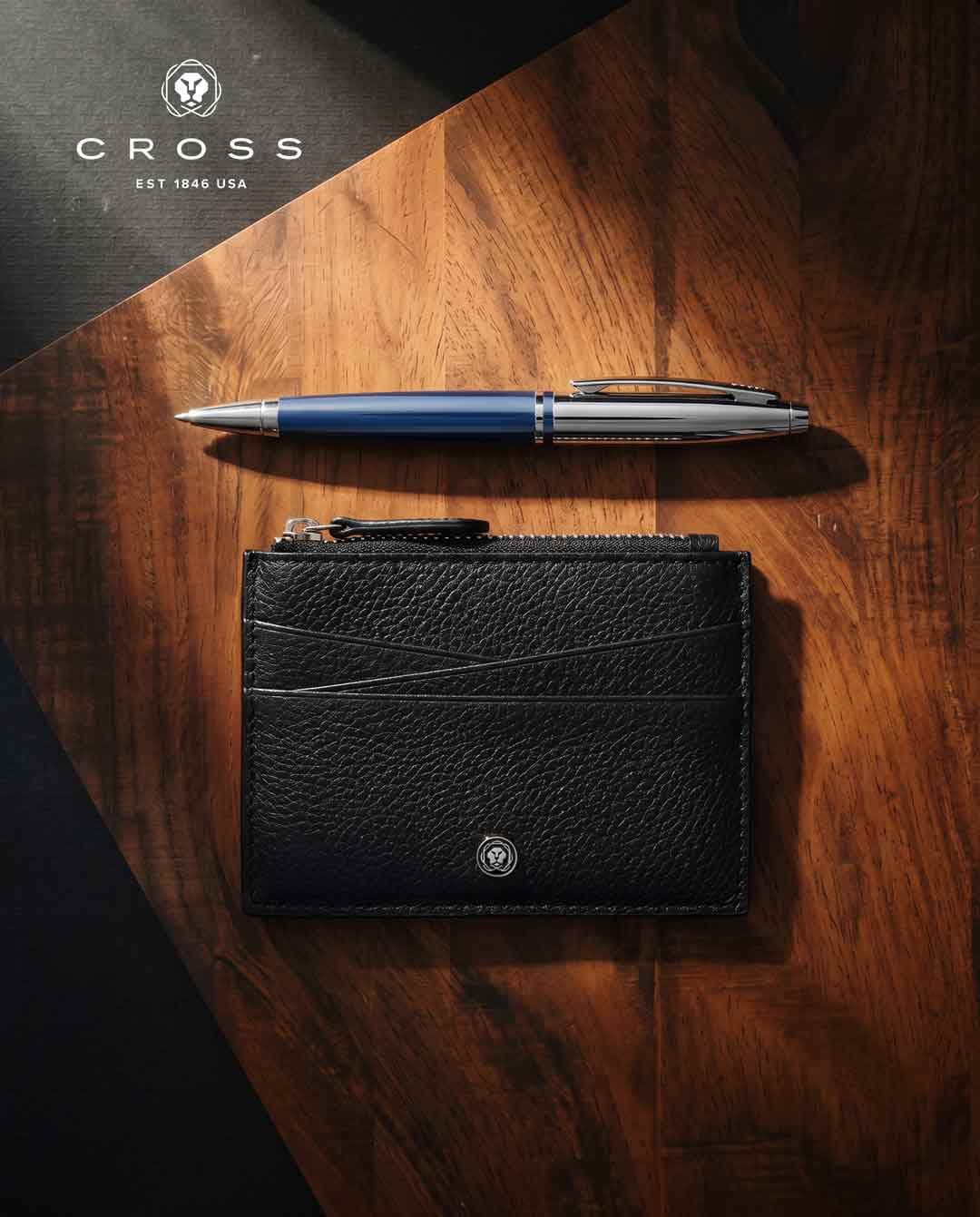 CROSS Pebble Leather Ladies' 6CC Zip Card Holder - Black detail 5