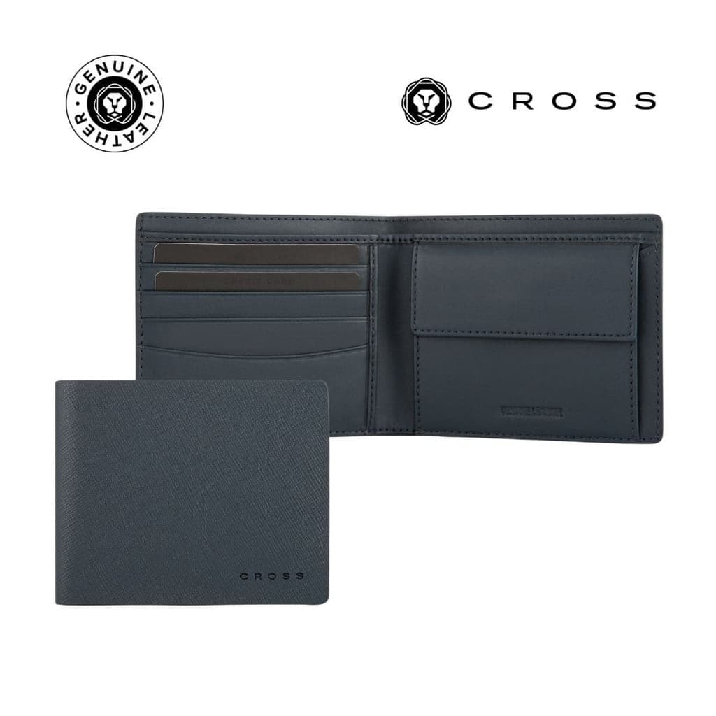 CROSS Saffiano Leather 4CC Bifold Wallet with Coin Pocket - Black detail 5