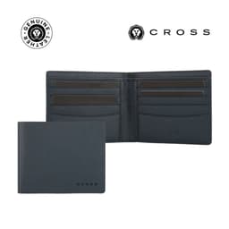 CROSS Saffiano Leather 8CC Slim Bifold Wallet Navy Blue
