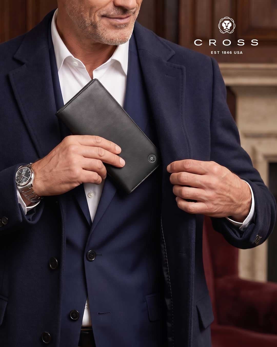 CROSS Soft Grain Leather 12CC Longcoat Wallet - Black detail 6