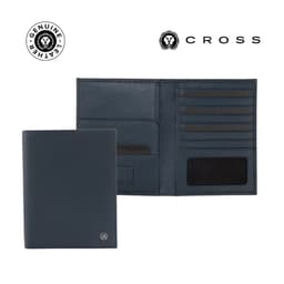 CROSS Soft Grain Leather 9CC Passport Travel Wallet Navy Blue