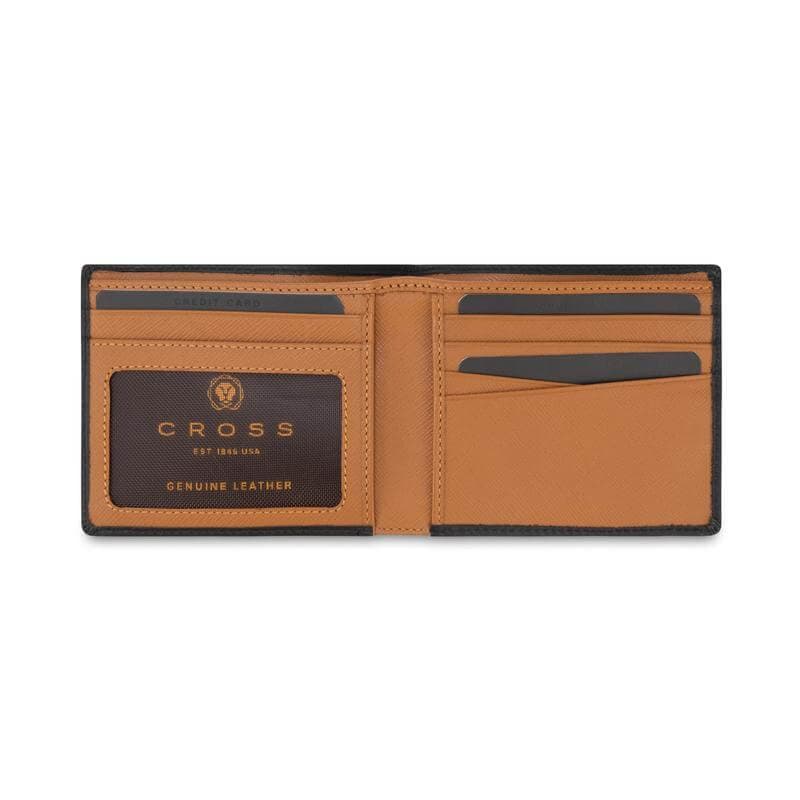 CROSS Soft Grain Leather Two-Tone 8CC Bifold Wallet - Black/Mocha detail 4