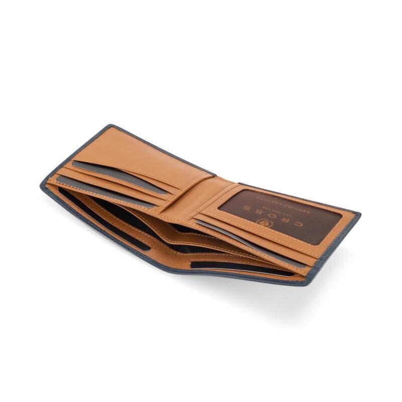 CROSS Soft Grain Leather Two-Tone 8CC Bifold Wallet - Blue/Mocha detail 5
