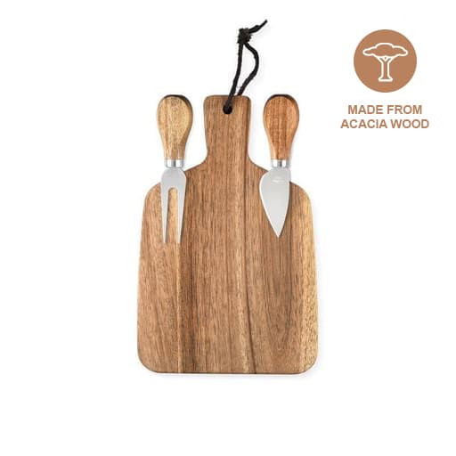 CUCINA - eco-neutral® Wooden Serving Board with 2 Knives corporate gift