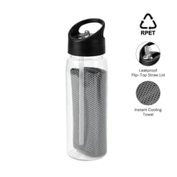 DEVON - Giftology RPET Cooling Towel in RPET Bottle 800 ml Black