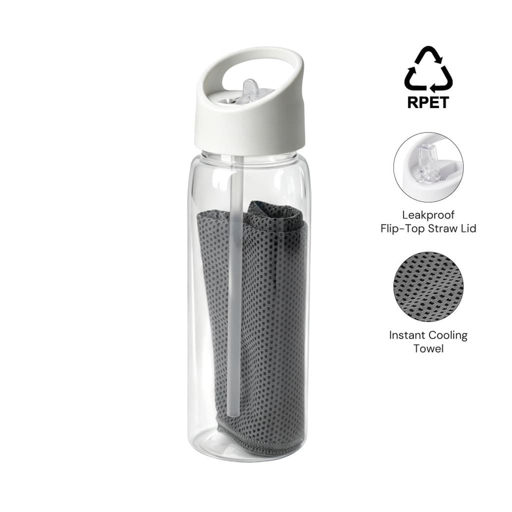 DEVON - Giftology RPET Cooling Towel in RPET Bottle 800 ml - Black detail 6