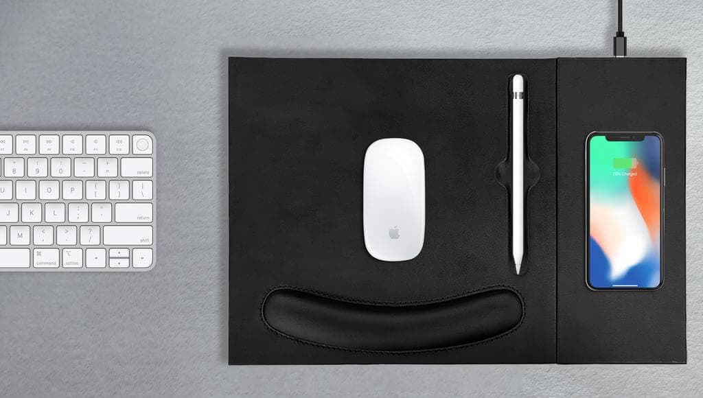 DOBERAN - @memorii 10W Wireless Charger PU Mouse Pad - Black detail 4