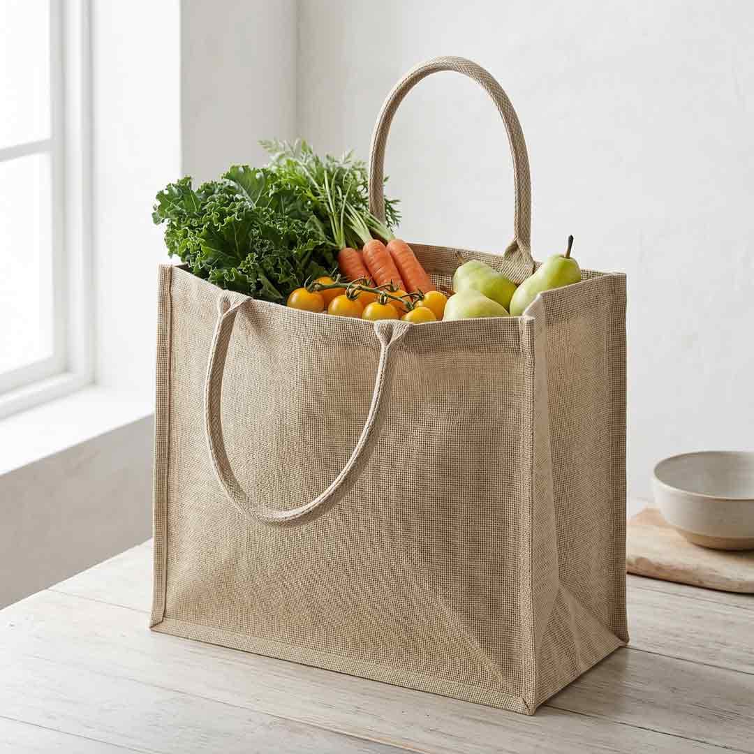 Eco-neutral Jute Shopping Bag - Horizontal - Natural detail 2