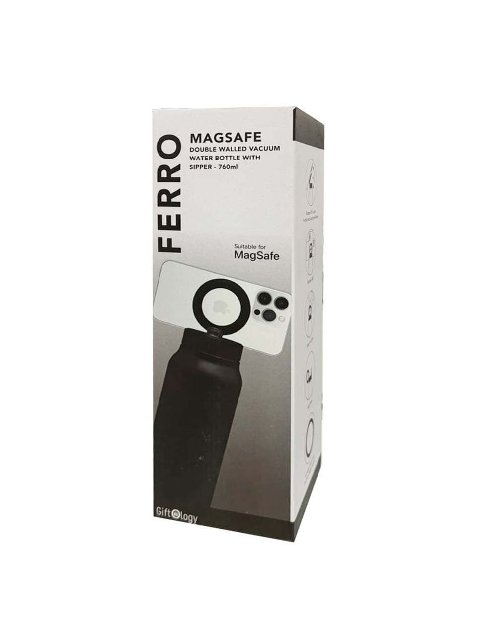 FERRO - Giftology Double Walled Vacuum Bottle with Mag Holder - Black detail 2