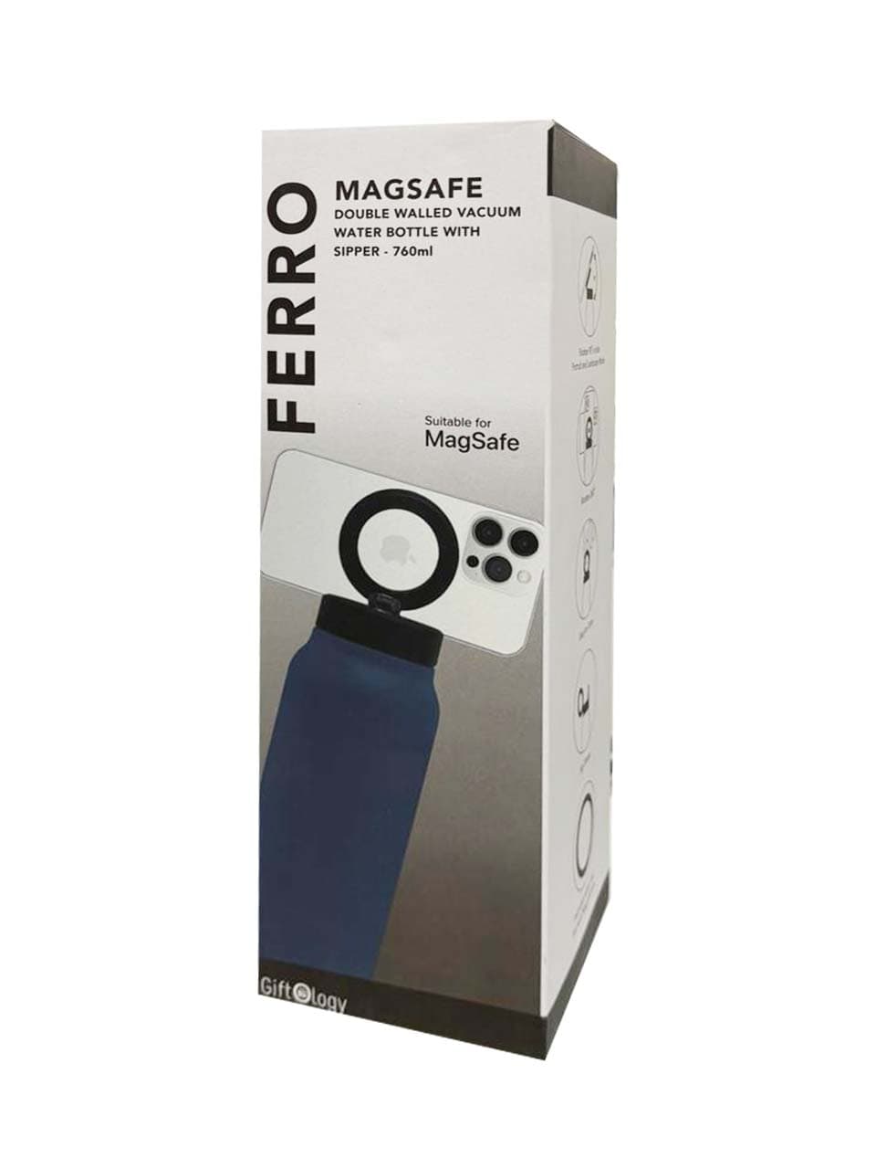 FERRO - Giftology Magnetic Phone Holder Water Bottle 760ml - Navy Blue detail 6