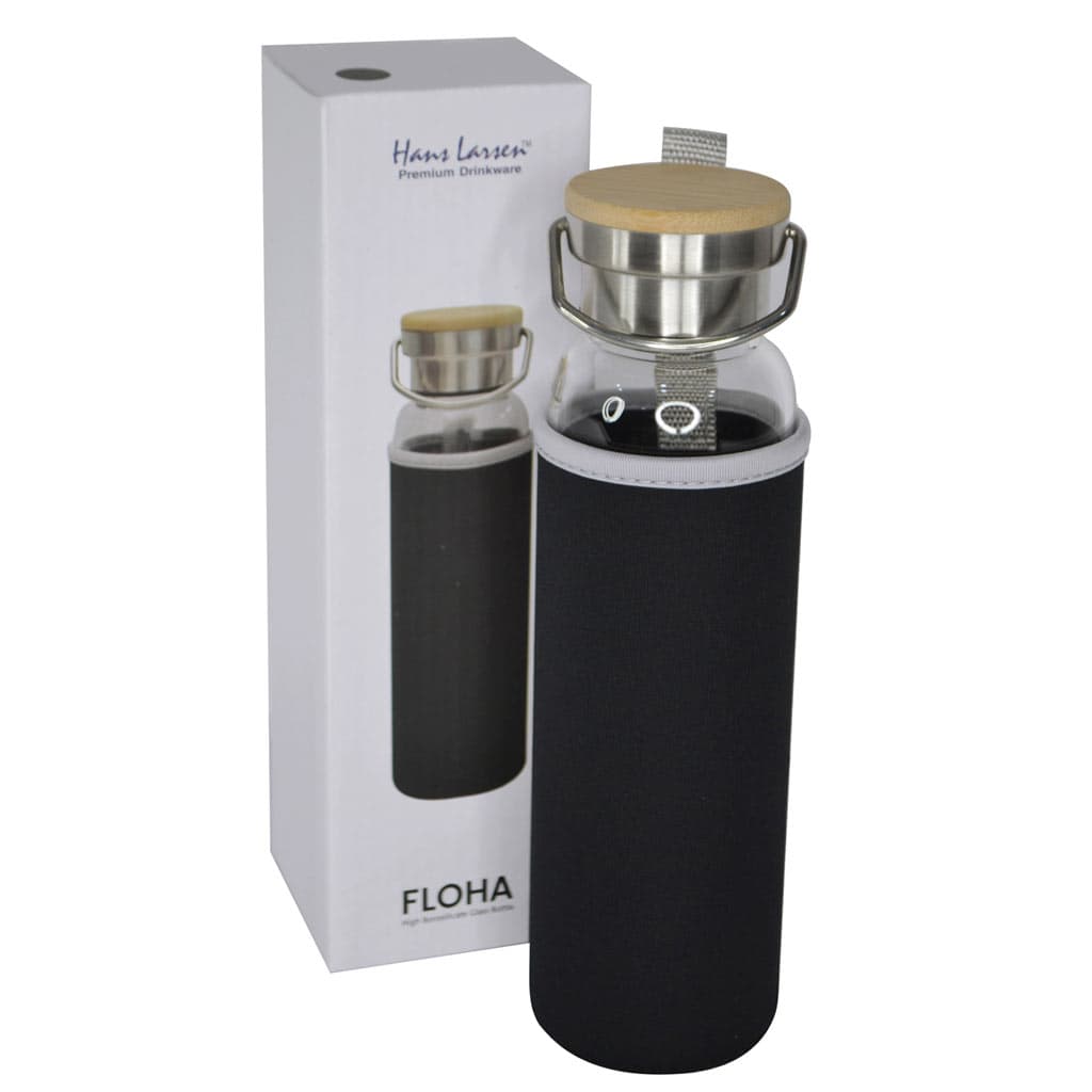 FLOHA - Hans Larsen Borosilicate Glass Bottle with Neo Sleeve - Black detail 4