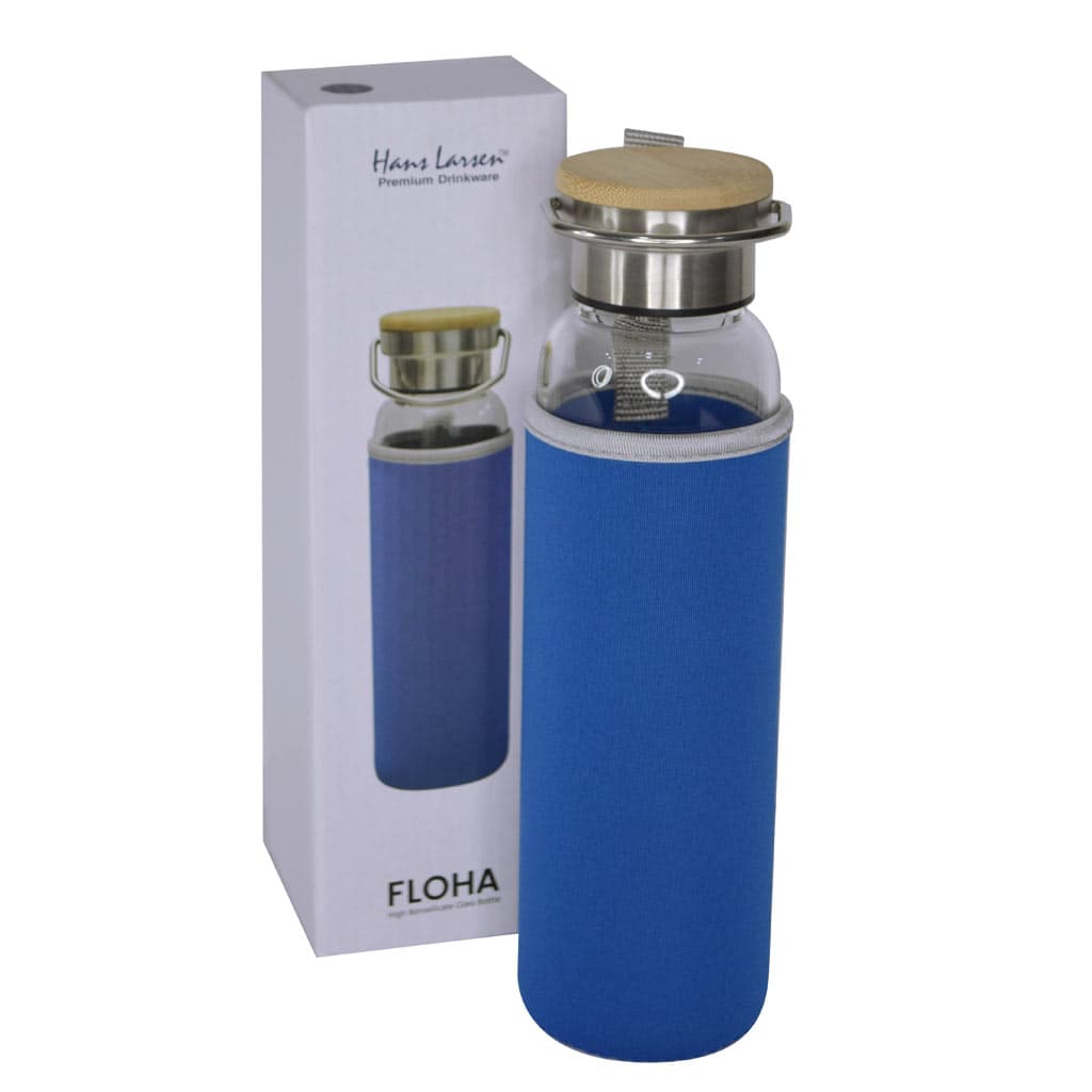FLOHA - Hans Larsen Borosilicate Glass Bottle with Neo Sleeve - Royal Blue detail 4