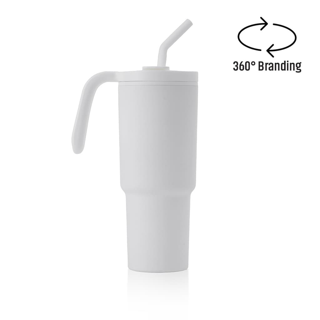 FORZA 360 - Hans Larsen Recycled Stainless Steel/PP Tumbler with 360 Branding - White corporate gift