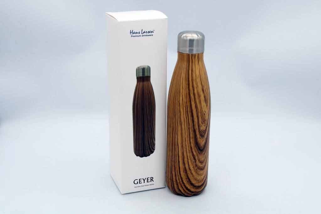 GEYER - Hans Larsen Stainless Steel Water Bottle with Wood Print - Brown detail 3