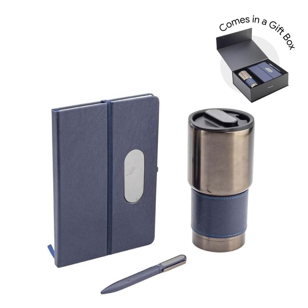 GIESSEN - Hans Larsen Gift Set of Tumbler, Notebook and Pen - Blue corporate gift