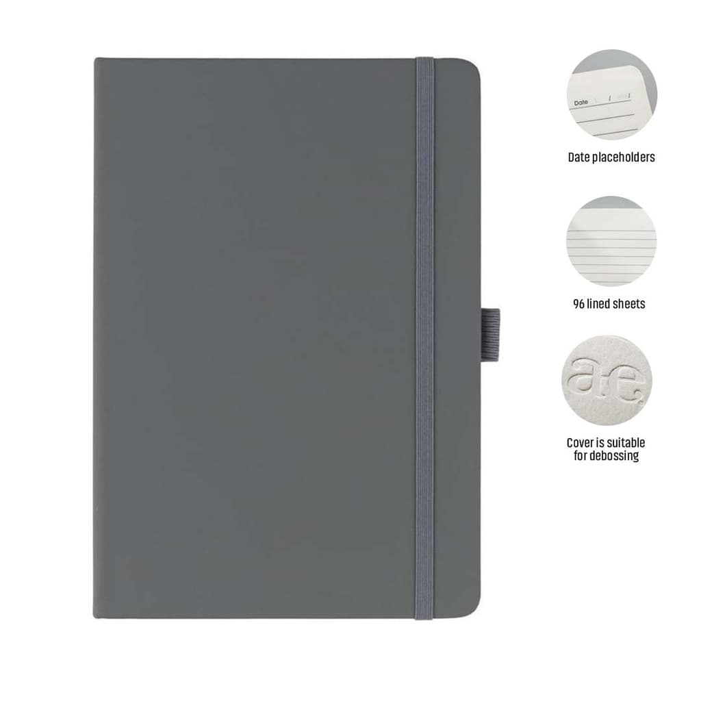 JURSI - Giftology A5 PU Notebook with Pen Loop - Grey corporate gift