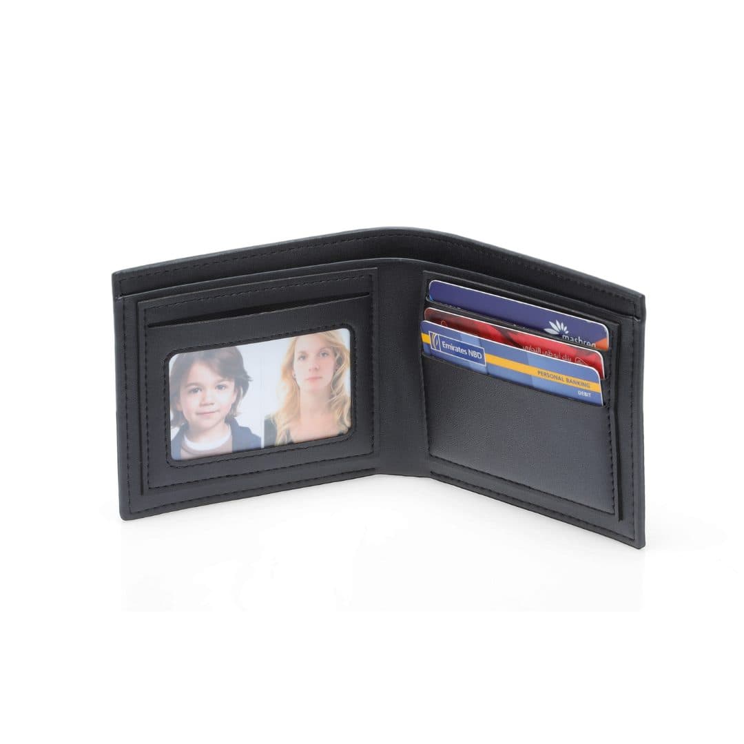KEMI - Men's Compact Bifold PU Wallet - Black detail 2