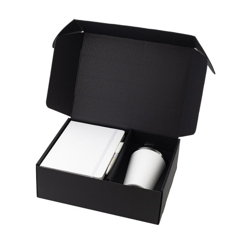 KOKSI - Giftology Set of Double Walled Tumbler, A5 Notebook and Pen - White corporate gift