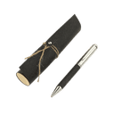 KORU - eco-neutral Metal Pen with Recycled Leather Barrel Black