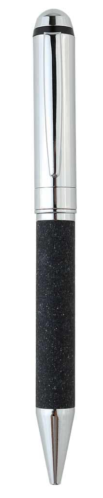 KORU - eco-neutral Metal Pen with Recycled Leather Barrel - Black detail 2