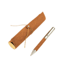 KORU - eco-neutral Metal Pen with Recycled Leather Barrel Brown