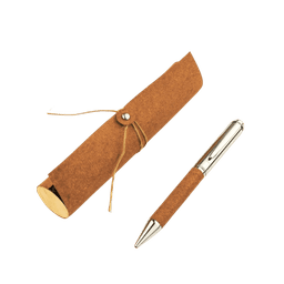 KORU - eco-neutral Metal Pen with Recycled Leather Barrel Brown