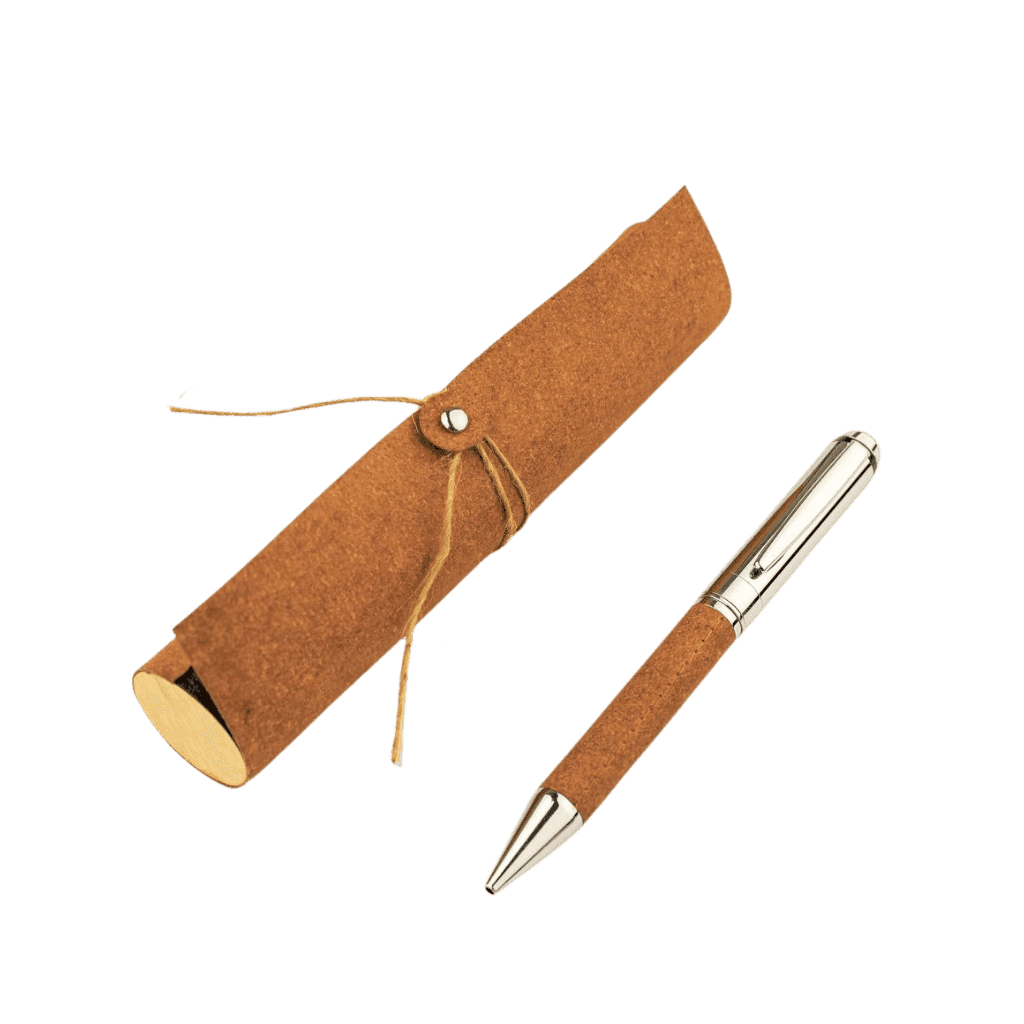 KORU - eco-neutral Metal Pen with Recycled Leather Barrel - Black detail 6