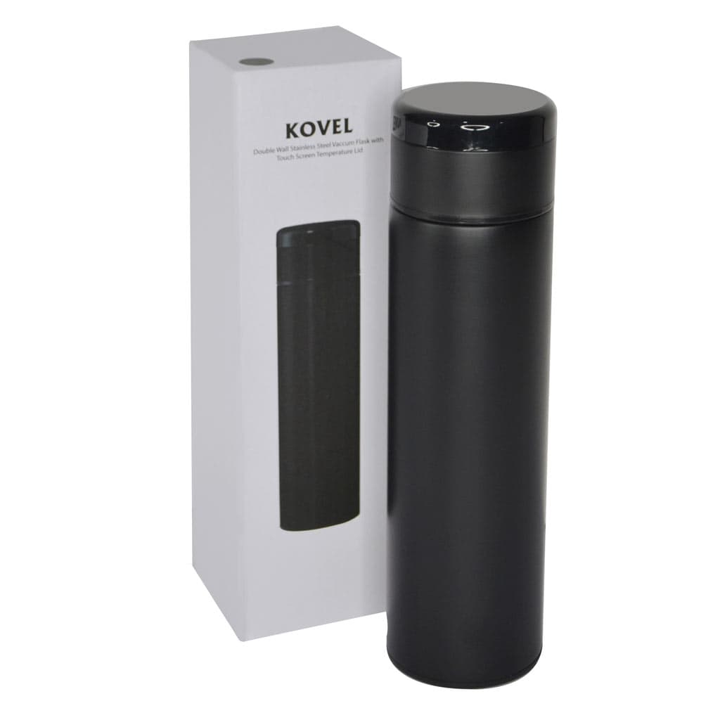 KOVEL - Giftology Double Walled Insulated Flask with Temperature Lid - Black detail 2