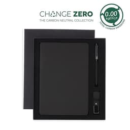 LENZEN - CHANGE ZERO Sustainable Gift Set with Refillable Notebook, Pen & USB Keychain Black
