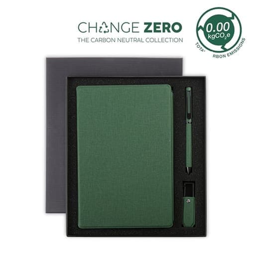 LENZEN - CHANGE ZERO Sustainable Gift Set with Refillable Notebook, Pen & USB Keychain