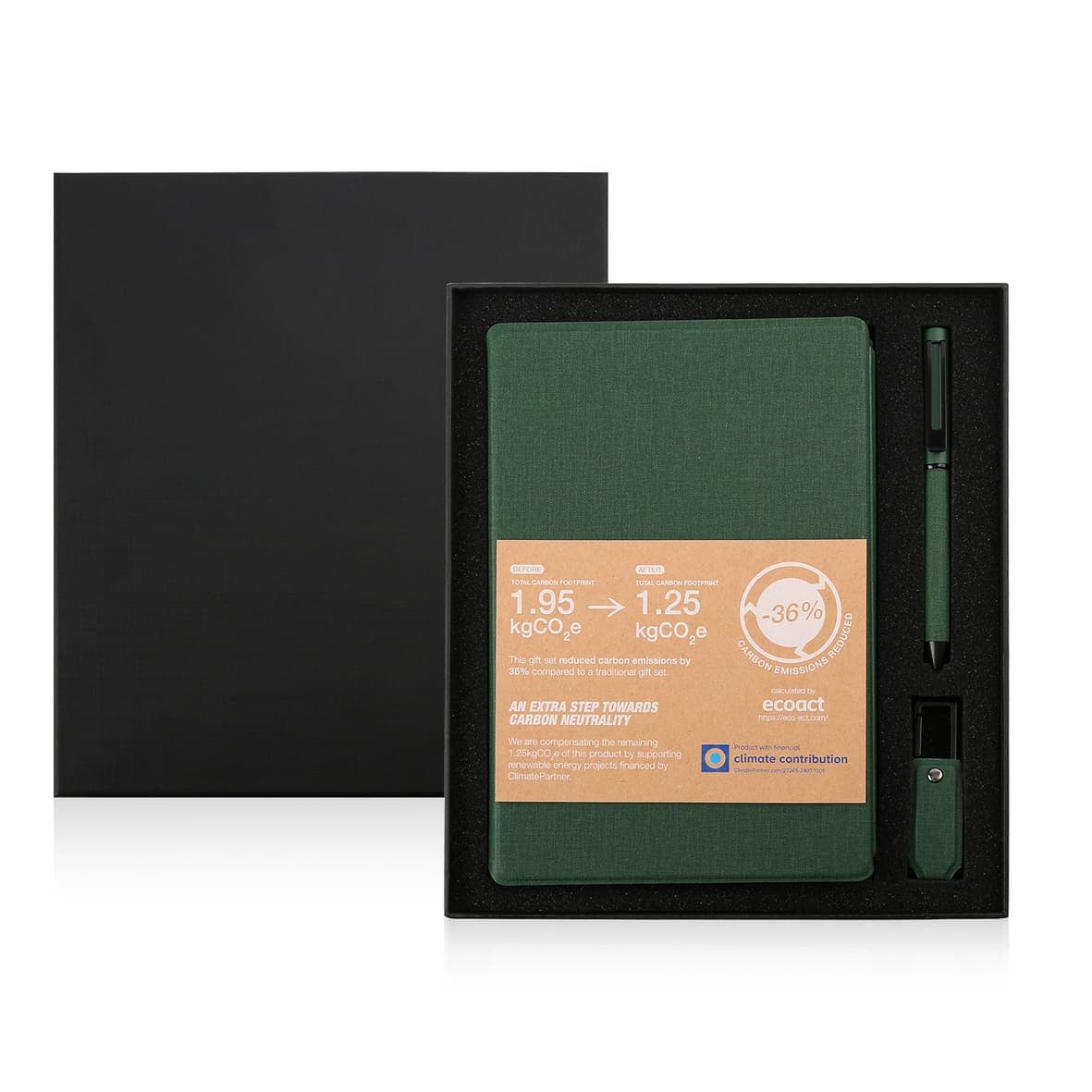 LENZEN - CHANGE ZERO Sustainable Gift Set with Refillable Notebook, Pen & USB Keychain - Green detail 6