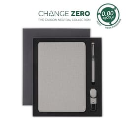 LENZEN - CHANGE ZERO Sustainable Gift Set with Refillable Notebook, Pen & USB Keychain Grey