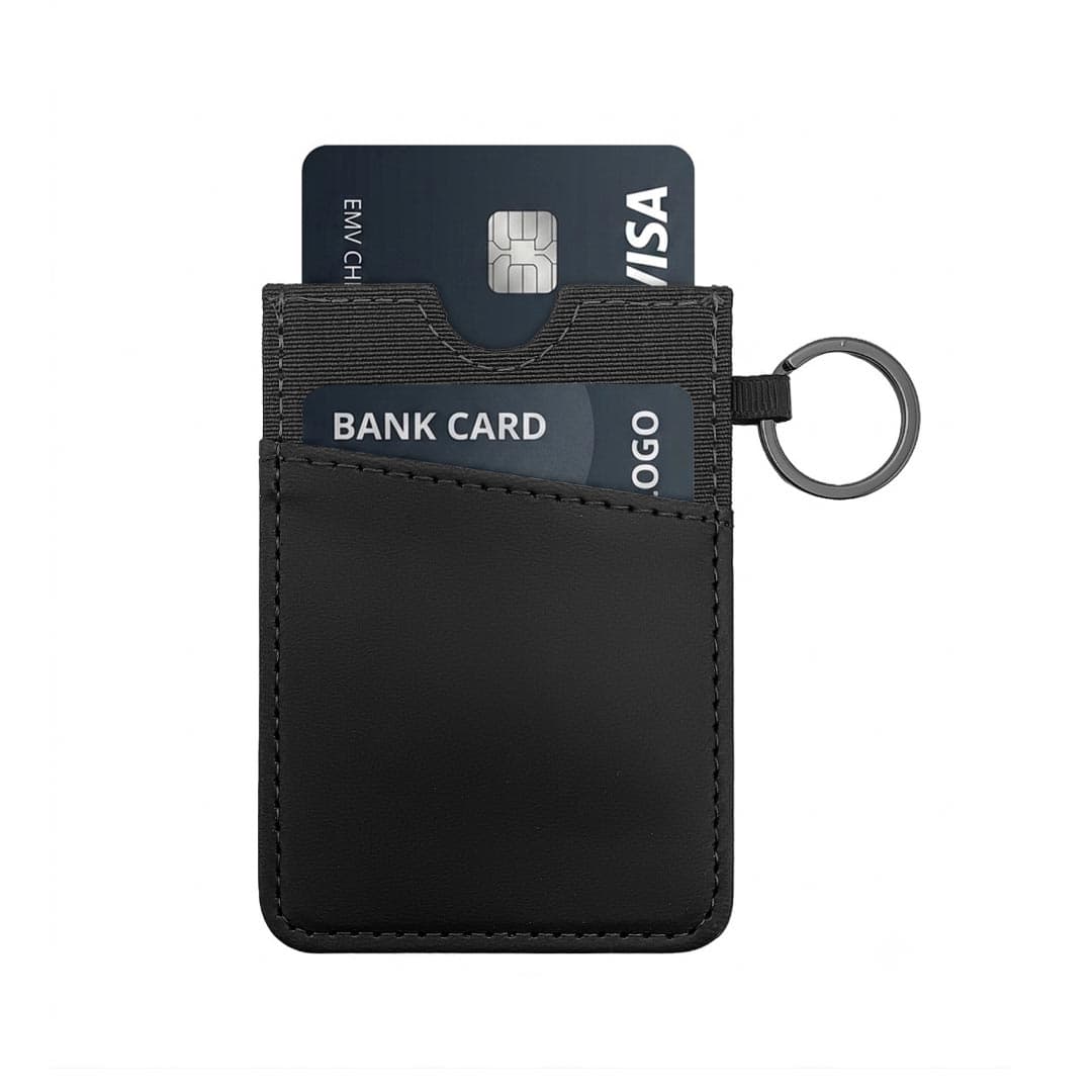 LUGANO - Vertical RFID Cardholder Wallet with Keyring - Black detail 2