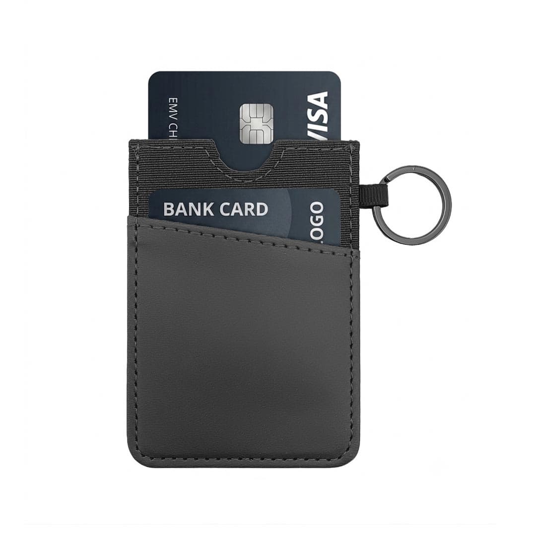 LUGANO - Vertical RFID Cardholder Wallet with Keyring - Carbon detail 2