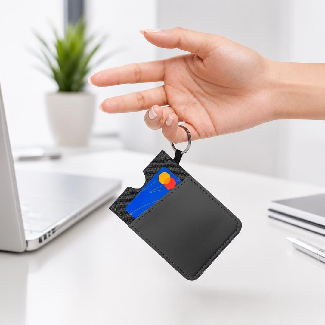 LUGANO - Vertical RFID Cardholder Wallet with Keyring - Carbon detail 7