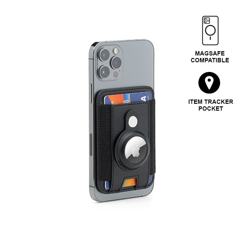 MARZ - Santhome® Magnetic Phone Cardholder with Santhome Tag Pocket - Black corporate gift
